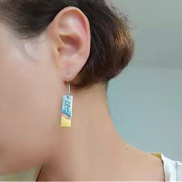 Dazzling Gold Silver Color Metal Geometry Square Leaf Dangle Earrings for Women - Picture 4 of 10